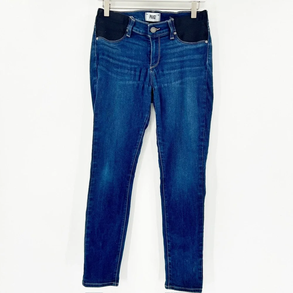 Paige Verdugo Maternity Jeans Womens 28 Blue Good Elastic Side Panel Skinny